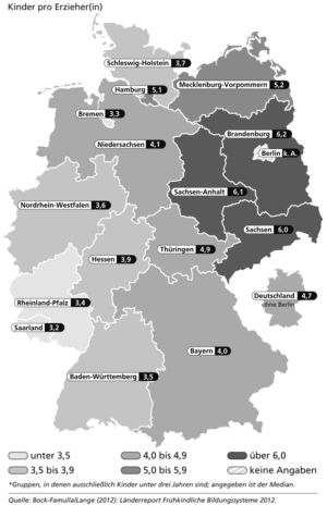 Kinder pro Erzieher in Deutschland 2012