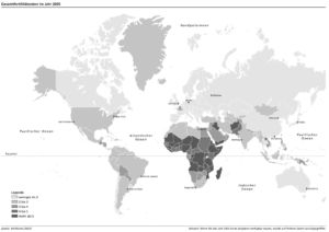 Fruchtbarkeitsraten in der Welt 2005