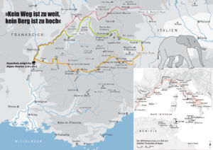 Hannibals mögliche Routen über die Alpen 218 vor Christus