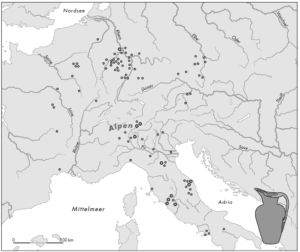 Verbreitung etruskischer Bronzeschnabelkannen